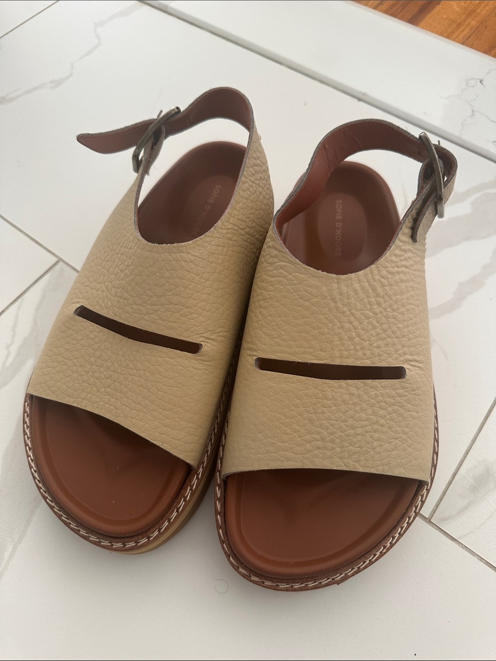 Sofie D'hoore fame open toe platform leather sandal size 41 Tan Khaki